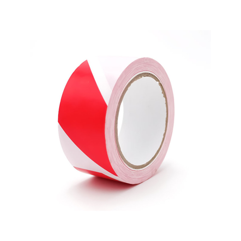 Ruban adhésif d'avertissement en PVC rouge et blanc