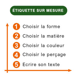 Étiquette LASER sur mesure (matière, format, perçage & texte)