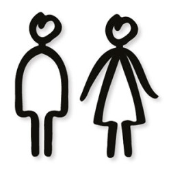 Pictogramme découpé au laser : HOMME ET FEMME TYPO MARQUEUR