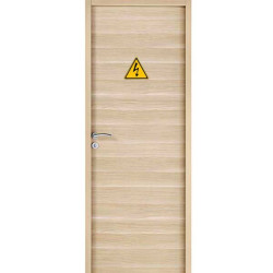 Etiquette gravoply  Plaque de porte  Triangle risque d'électrocution