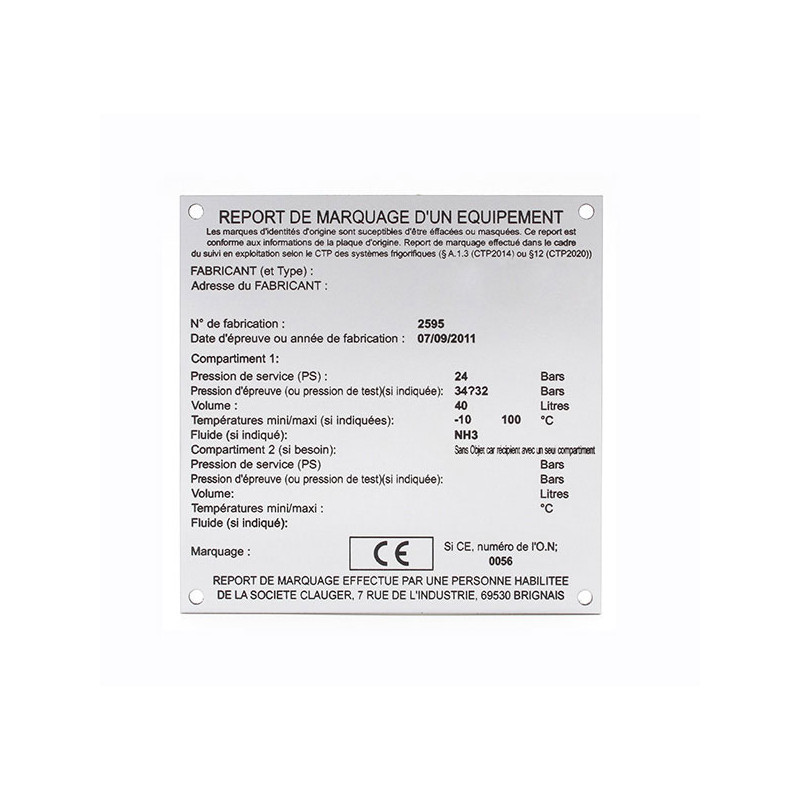 Étiquette de firme aluminium anodisé gravure laser