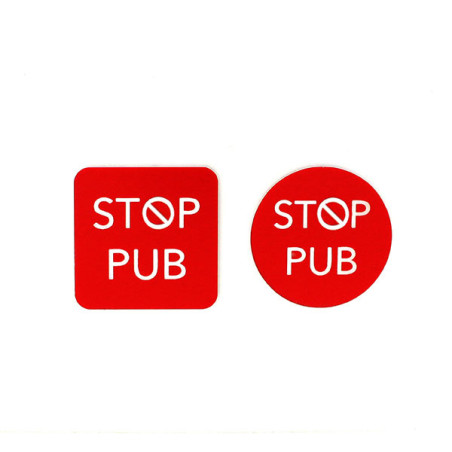Etiquette autocollante STOP PUB rouge