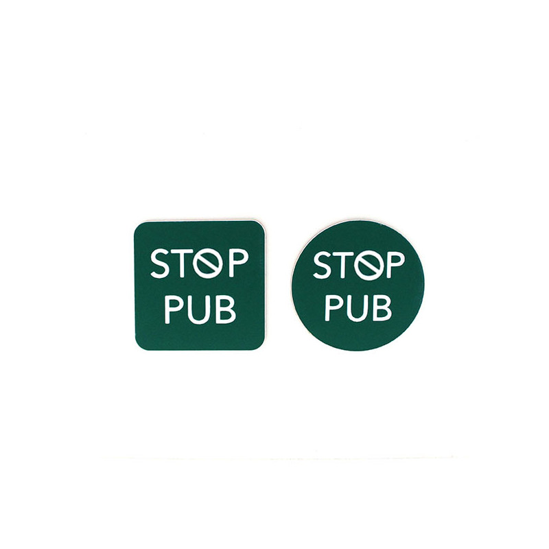 Etiquette autocollante STOP PUB vert