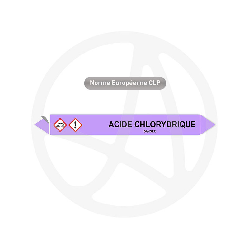Marqueur de tuyauterie CLP Acide chlorhydrique