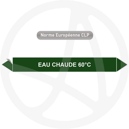 Marqueur de tuyauterie CLP Eau chaude 60°C