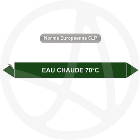 Marqueur de tuyauterie CLP Eau chaude 70°C
