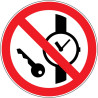 Pictogramme d'interdiction  Interdit aux articles métalliques ou montres interdits