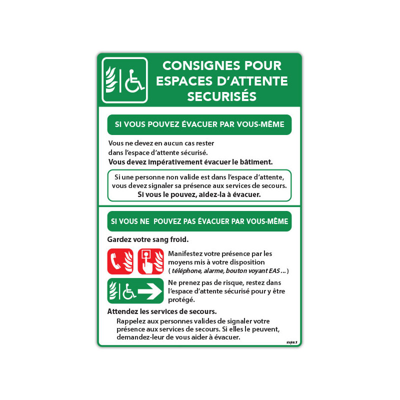 Panneau consigne  Espace d'attente sécurisé