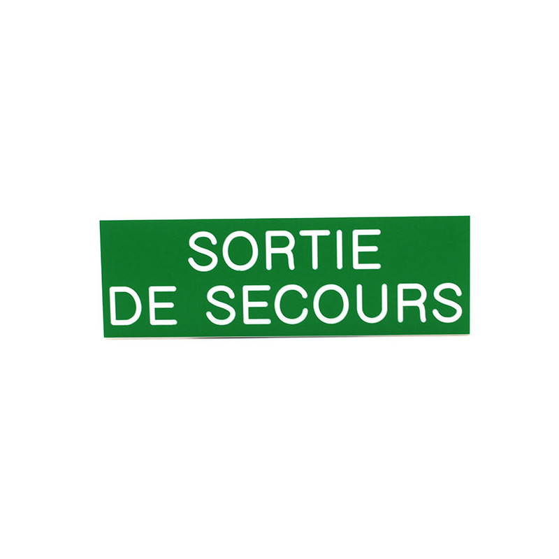 Plaque de porte  SORTIE DE SECOURS  Etiquette gravoply