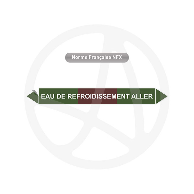 Repérage de tuyauterie Eau de refroidissement aller reperage marqueur tuyauterie vinyle