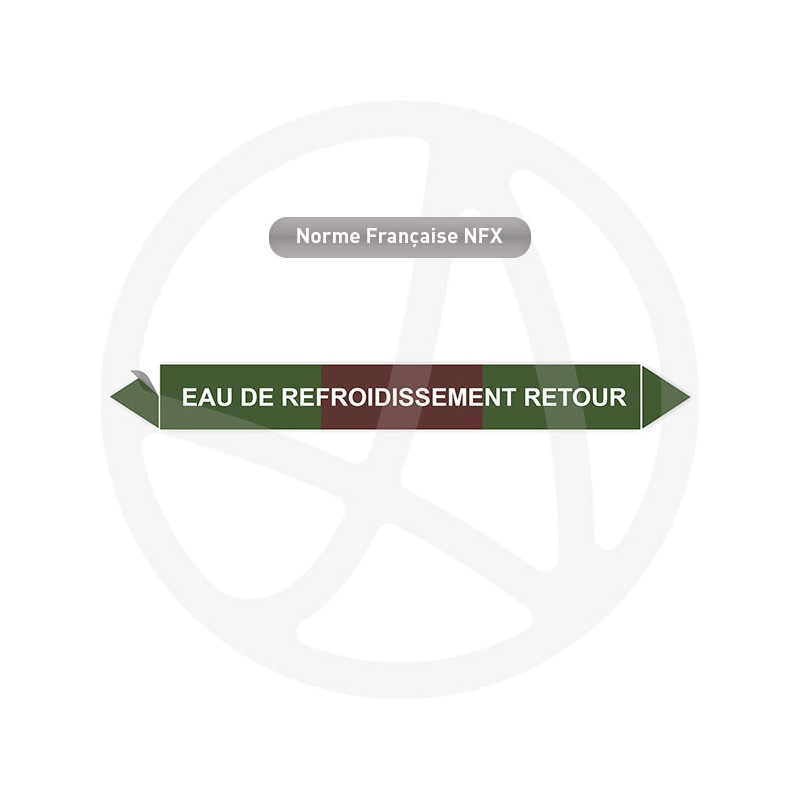 Repérage de tuyauterie Eau de refroidissement retour reperage marqueur tuyauterie vinyle